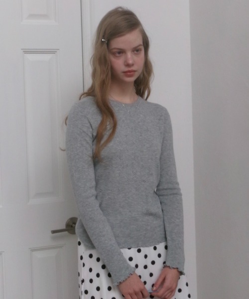 Birthday room（バースデイルーム）の「レースタグパターンメッシュカットソー/Lace tag pattern mesh top（Tシャツ/カットソー・レディース・グレー/アイボリー・FREE）」の18枚目の写真