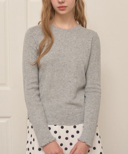 Birthday room（バースデイルーム）の「レースタグパターンメッシュカットソー/Lace tag pattern mesh top（Tシャツ/カットソー・レディース・グレー/アイボリー・FREE）」の22枚目の写真