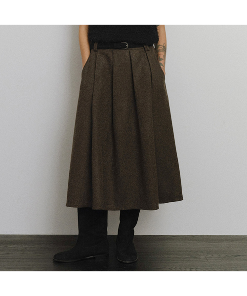 Wool flared midi skirt