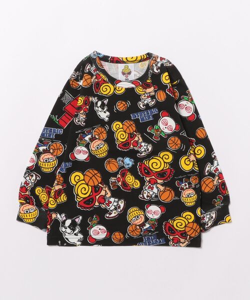 HYSTERIC MINI（ヒステリックミニ）の「HYSTERIC MINI HOOPS総柄 長袖Tシャツ（Tシャツ/カットソー・キッズ・ホワイト/レッド/ブラック・90）」の2枚目の写真