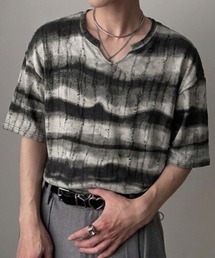 【26年春夏新作】ダメージボーダータイダイ柄クラッシュTシャツ
