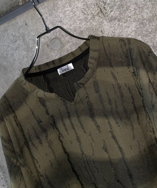lilful（リルフル）の「【26年春夏新作】ダメージボーダータイダイ柄クラッシュTシャツ（Tシャツ/カットソー・メンズ・グレー/ダークグリーン/ベージュ・M/L）」の14枚目の写真