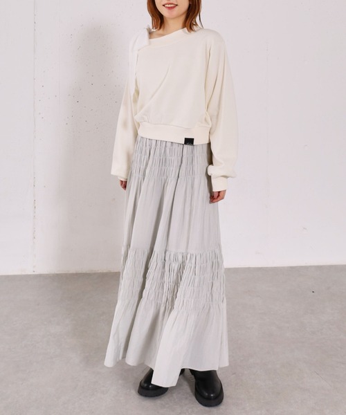 archives（アルシーヴ）の「シフォンリボンワンショルスウェット（スウェット・レディース・グレー/アイボリー/ネイビー・MEDIUM）」の17枚目の写真