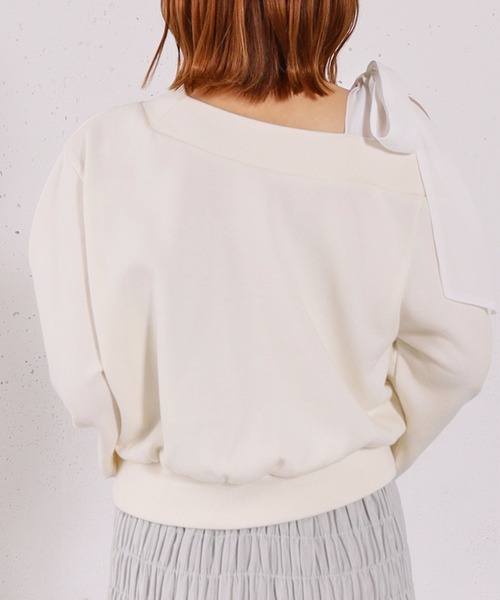 archives（アルシーヴ）の「シフォンリボンワンショルスウェット（スウェット・レディース・グレー/アイボリー/ネイビー・MEDIUM）」の15枚目の写真