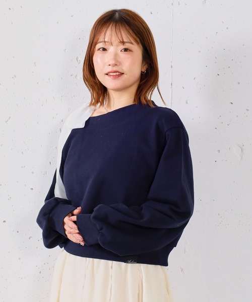 archives（アルシーヴ）の「シフォンリボンワンショルスウェット（スウェット・レディース・グレー/アイボリー/ネイビー・MEDIUM）」の19枚目の写真