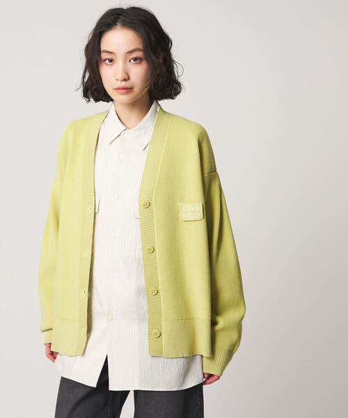 CITEN（シテン）の「＜CITEN＞ロゴニットVネックカーディガン（カーディガン/ボレロ・レディース・イエロー/ブラック/ピンク/ライトグレー・FREE）」の3枚目の写真