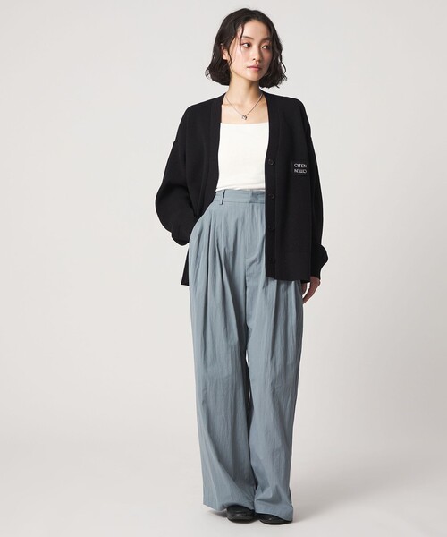 CITEN（シテン）の「＜CITEN＞ロゴニットVネックカーディガン（カーディガン/ボレロ・レディース・イエロー/ブラック/ピンク/ライトグレー・FREE）」の10枚目の写真
