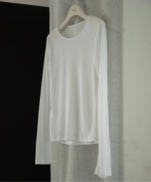rib sheer round neck tops / リブシアーラウンドネックトップス
