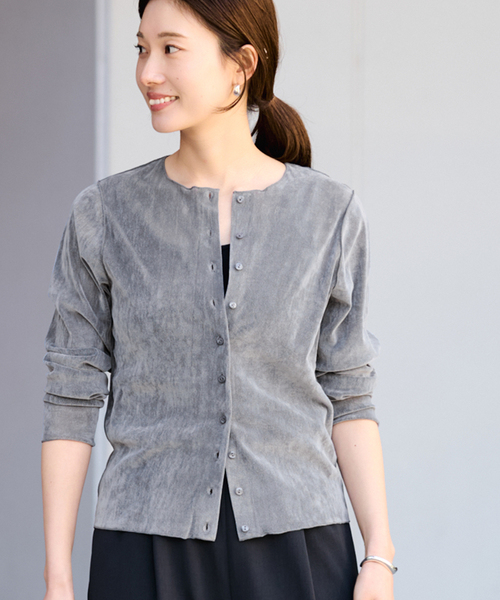 FRAMeWORK(フレームワーク)の「≪新色 / 追加≫チュールフロッキーカーディガン(カーディガン/ボレロ・レディース・グレー/ホワイト系その他・FREE)」の1枚目の写真