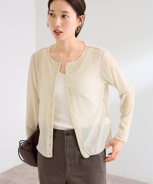 FRAMeWORK(フレームワーク)の「≪新色 / 追加≫チュールフロッキーカーディガン(カーディガン/ボレロ・レディース・グレー/ホワイト系その他・FREE)」の14枚目の写真