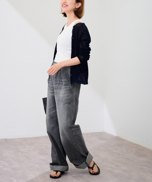 FRAMeWORK(フレームワーク)の「≪新色 / 追加≫チュールフロッキーカーディガン(カーディガン/ボレロ・レディース・グレー/ホワイト系その他・FREE)」の4枚目の写真