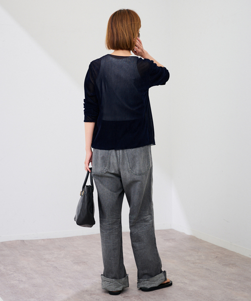 FRAMeWORK(フレームワーク)の「≪新色 / 追加≫チュールフロッキーカーディガン(カーディガン/ボレロ・レディース・グレー/ホワイト系その他・FREE)」の3枚目の写真