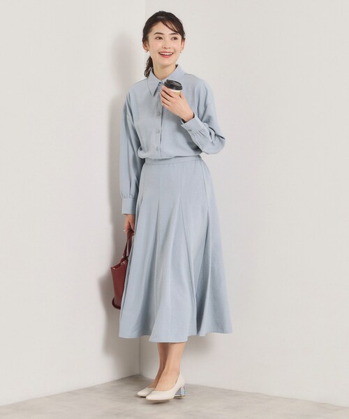 ITS'DEMO（イッツデモ）の「【手洗い可／セットアップ可】サテンピーチスカート（スカート・レディース・ピンク/アイボリー/サックスブルー・00）」の16枚目の写真