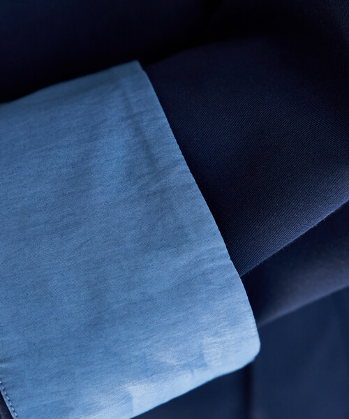 FREAK'S STORE（フリークスストア）の「配色 ショート トレンチコート/ミニ フレアコート/ハイネックショートコート/スプリングコート（トレンチコート・レディース・ネイビー/ベージュ/オフホワイト・ﾌﾘ-）」の11枚目の写真