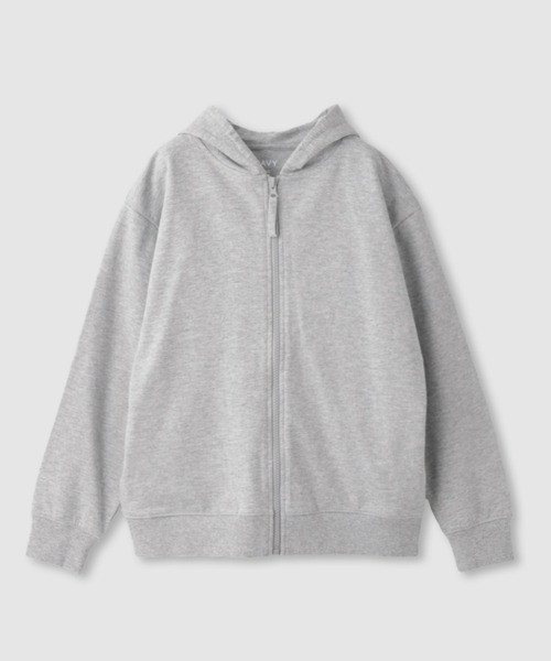 NAVY（ネイビー）の「NAVY　ミニ裏毛ZIPパーカー（パーカー・キッズ・ブラック/杢グレー/オートミール・120cm/130cm/140cm/150cm/160cm）」の2枚目の写真