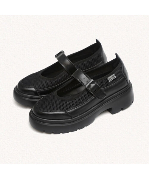MAC MOC(マックモック)の「グリッドメッシュメリージェンスニーカー5cm(バレエシューズ・レディース・アイボリー/シルバー/ブラック・22.5cm/23cm/23.5cm/24cm/24.5cm/25cm)」の1枚目の写真
