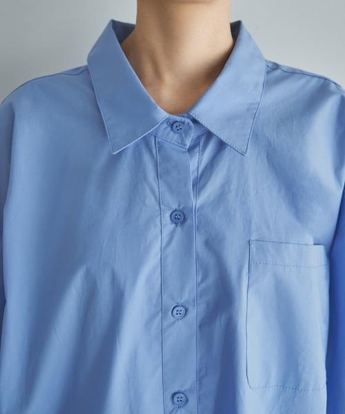 STYLE DELI(スタイルデリ)の「ハリ感ゆったりBASICシャツ(シャツ/ブラウス・レディース・ホワイト/ライトブルー・FREE)」の11枚目の写真