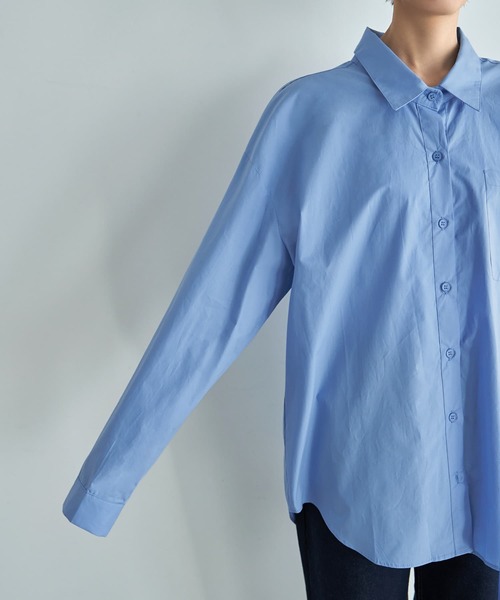STYLE DELI(スタイルデリ)の「ハリ感ゆったりBASICシャツ(シャツ/ブラウス・レディース・ホワイト/ライトブルー・FREE)」の12枚目の写真