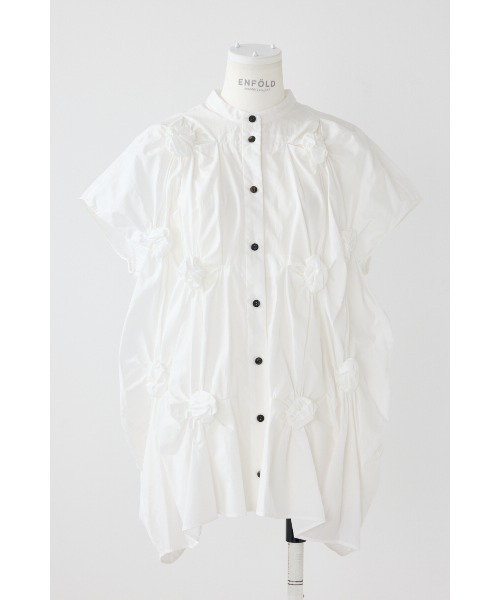 ENFOLD(エンフォルド)の「CIRCLE SHIRRING SHIRT(シャツ/ブラウス・レディース・ホワイト/ブラック・38)」の2枚目の写真
