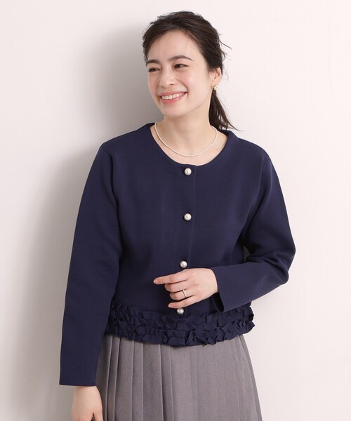 ITS'DEMO（イッツデモ）の「裾フリルニットカーディガン（カーディガン/ボレロ・レディース・ネイビー/アイボリー/ブラック・00）」の3枚目の写真