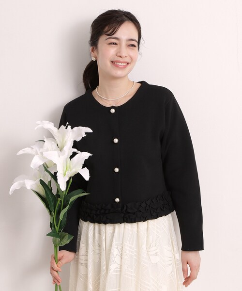 ITS'DEMO（イッツデモ）の「裾フリルニットカーディガン（カーディガン/ボレロ・レディース・ネイビー/アイボリー/ブラック・00）」の16枚目の写真