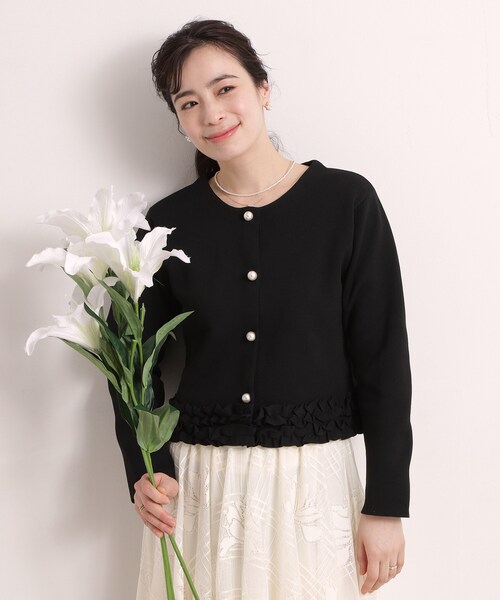 ITS'DEMO（イッツデモ）の「裾フリルニットカーディガン（カーディガン/ボレロ・レディース・ネイビー/アイボリー/ブラック・00）」の17枚目の写真