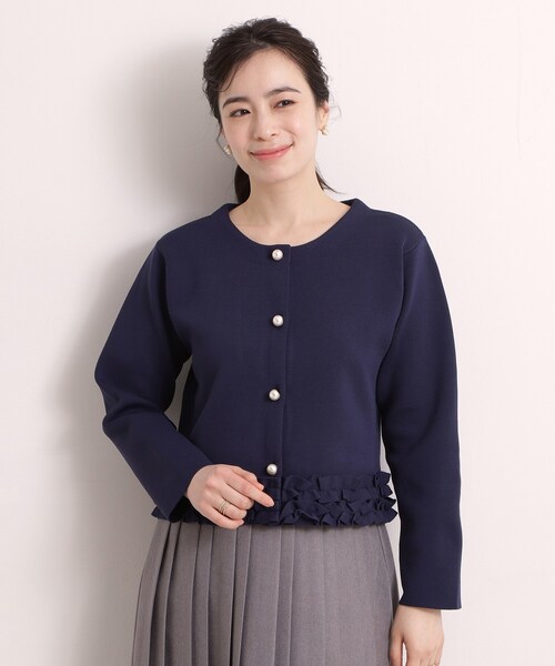 ITS'DEMO（イッツデモ）の「裾フリルニットカーディガン（カーディガン/ボレロ・レディース・ネイビー/アイボリー/ブラック・00）」の6枚目の写真