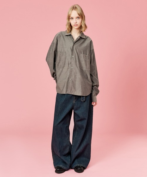 WETTEMPT(ウィテンプト)の「OPEN COLLAR CHAMBRAY SHIRT / オープンカラーシャンブレーシャツ(シャツ/ブラウス・メンズ・グレー/ブルー・SMALL/MEDIUM/LARGE)」の3枚目の写真