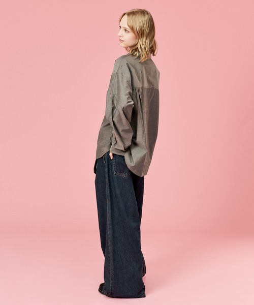 WETTEMPT(ウィテンプト)の「OPEN COLLAR CHAMBRAY SHIRT / オープンカラーシャンブレーシャツ(シャツ/ブラウス・メンズ・グレー/ブルー・SMALL/MEDIUM/LARGE)」の5枚目の写真