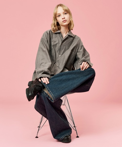 WETTEMPT(ウィテンプト)の「OPEN COLLAR CHAMBRAY SHIRT / オープンカラーシャンブレーシャツ(シャツ/ブラウス・メンズ・グレー/ブルー・SMALL/MEDIUM/LARGE)」の7枚目の写真