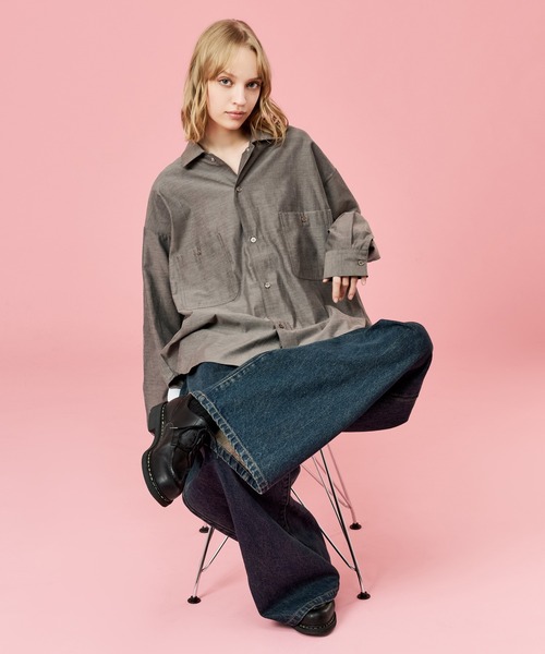WETTEMPT(ウィテンプト)の「OPEN COLLAR CHAMBRAY SHIRT / オープンカラーシャンブレーシャツ(シャツ/ブラウス・メンズ・グレー/ブルー・SMALL/MEDIUM/LARGE)」の8枚目の写真