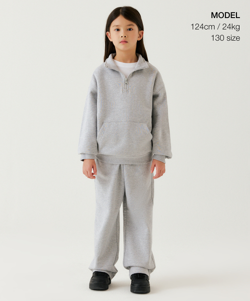 MUSINSA STANDARD KIDS（ムシンサスタンダードキッズ）の「起毛オーバーサイズハーフジップスウェットシャツ[ミディアムグレー]（スウェット・レディース・その他・100/110/160/150/140/130/120）」の2枚目の写真