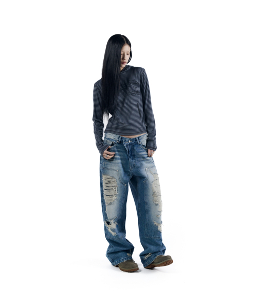 AAKAM（アーカム）の「Linear Pattern Hooded Long Sleeve (Gray)（パーカー・レディース・その他・1/2）」の6枚目の写真