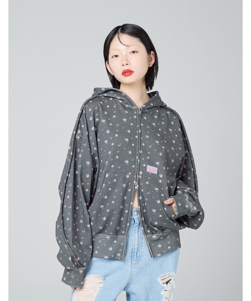 Little sunny bite(リトルサニーバイト)の「【8】【it】【Little Sunny Bite】floral hoodie(パーカー・レディース・ホワイト/ピンク/ブラック・MEDIUM/SMALL)」の2枚目の写真