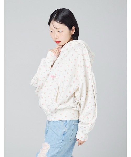 Little sunny bite(リトルサニーバイト)の「【8】【it】【Little Sunny Bite】floral hoodie(パーカー・レディース・ホワイト/ピンク/ブラック・MEDIUM/SMALL)」の4枚目の写真