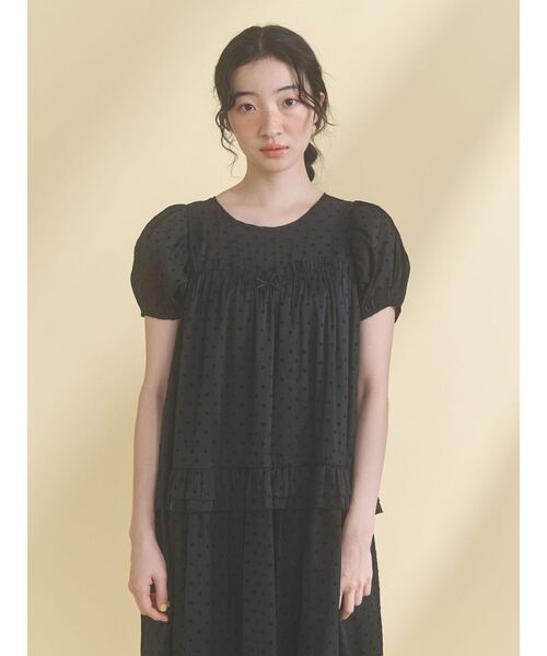 merry jenny（メリージェニー）の「petit flowerフロッキーパフワンピース（ワンピース・レディース・オフホワイト/ブラック・FREE）」の13枚目の写真