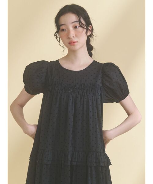 merry jenny（メリージェニー）の「petit flowerフロッキーパフワンピース（ワンピース・レディース・オフホワイト/ブラック・FREE）」の14枚目の写真