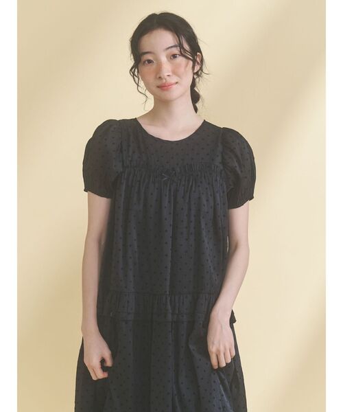 merry jenny（メリージェニー）の「petit flowerフロッキーパフワンピース（ワンピース・レディース・オフホワイト/ブラック・FREE）」の15枚目の写真