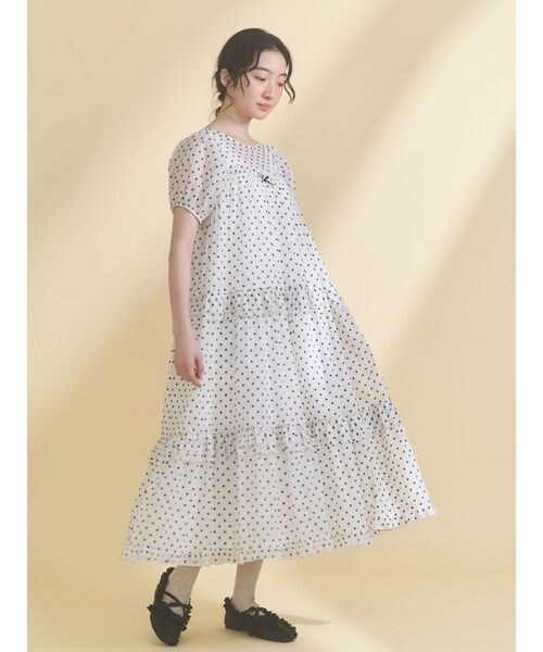 merry jenny（メリージェニー）の「petit flowerフロッキーパフワンピース（ワンピース・レディース・オフホワイト/ブラック・FREE）」の17枚目の写真