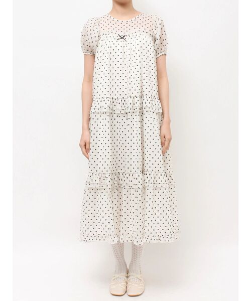 merry jenny（メリージェニー）の「petit flowerフロッキーパフワンピース（ワンピース・レディース・オフホワイト/ブラック・FREE）」の20枚目の写真