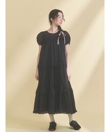 merry jenny（メリージェニー）の「petit flowerフロッキーパフワンピース（ワンピース）」