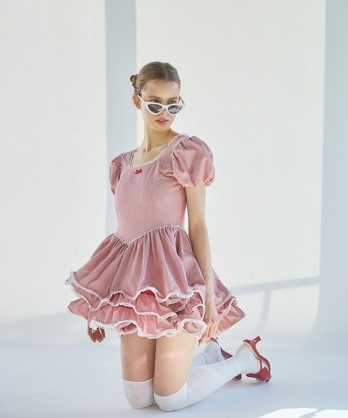 lilLilly（リルリリー）の「デニムフリルワンピース（ワンピース・レディース・ブラック/レッド/インディゴブルー・FREE）」の4枚目の写真