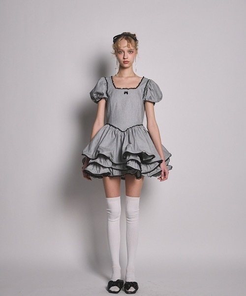 lilLilly（リルリリー）の「デニムフリルワンピース（ワンピース・レディース・ブラック/レッド/インディゴブルー・FREE）」の8枚目の写真