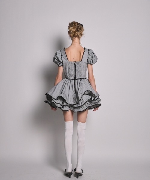 lilLilly（リルリリー）の「デニムフリルワンピース（ワンピース・レディース・ブラック/レッド/インディゴブルー・FREE）」の9枚目の写真