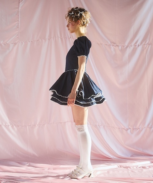 lilLilly（リルリリー）の「デニムフリルワンピース（ワンピース・レディース・ブラック/レッド/インディゴブルー・FREE）」の14枚目の写真