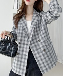 Ada.（エイダ）の「チェック柄 ダブル テーラードジャケット（テーラードジャケット）」