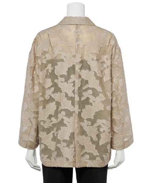 Mila Owen(ミラオーウェン)の「シアージャガードジャケット(テーラードジャケット・レディース・ベージュ/ブラック・F)」の4枚目の写真