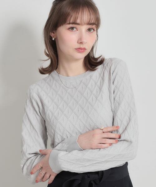 couture brooch（クチュールブローチ）の「【アンサンブル可】ダイヤ柄ニット（ニット/セーター・レディース・ブラック/ライトグレー/イエロー系その他・42/38/36）」の3枚目の写真