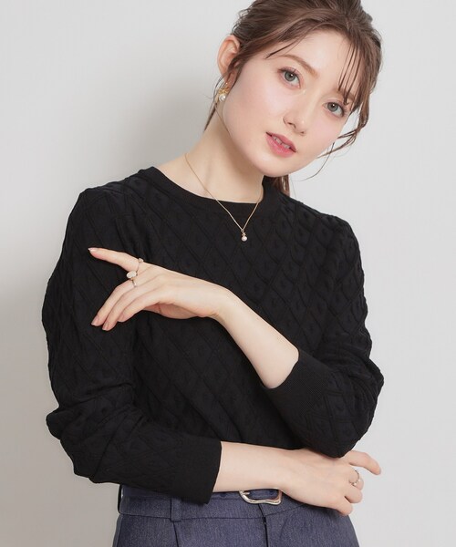 couture brooch（クチュールブローチ）の「【アンサンブル可】ダイヤ柄ニット（ニット/セーター・レディース・ブラック/ライトグレー/イエロー系その他・42/38/36）」の2枚目の写真