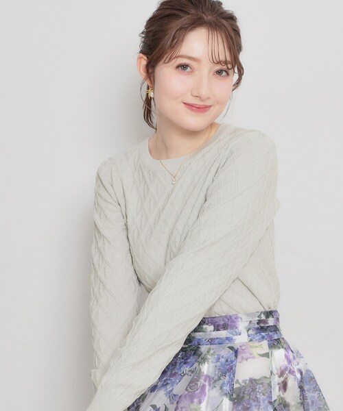 couture brooch（クチュールブローチ）の「【アンサンブル可】ダイヤ柄ニット（ニット/セーター・レディース・ブラック/ライトグレー/イエロー系その他・42/38/36）」の6枚目の写真